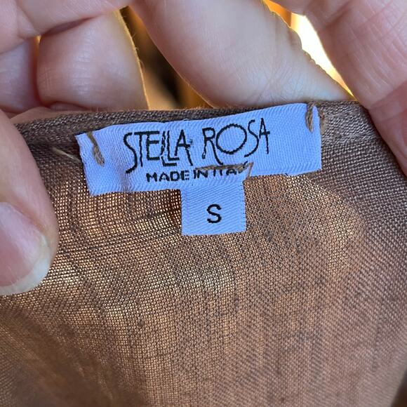 Stella Rosa Women's 100% Linen Brown Shift Dress Size S - Picture 7 of 9